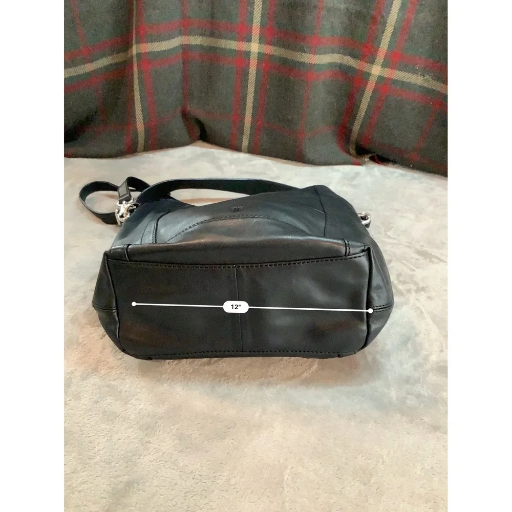 Frye Lena Zip Hobo Black Leather Crossbody Shoulder Bag Handbag 12x13.5in